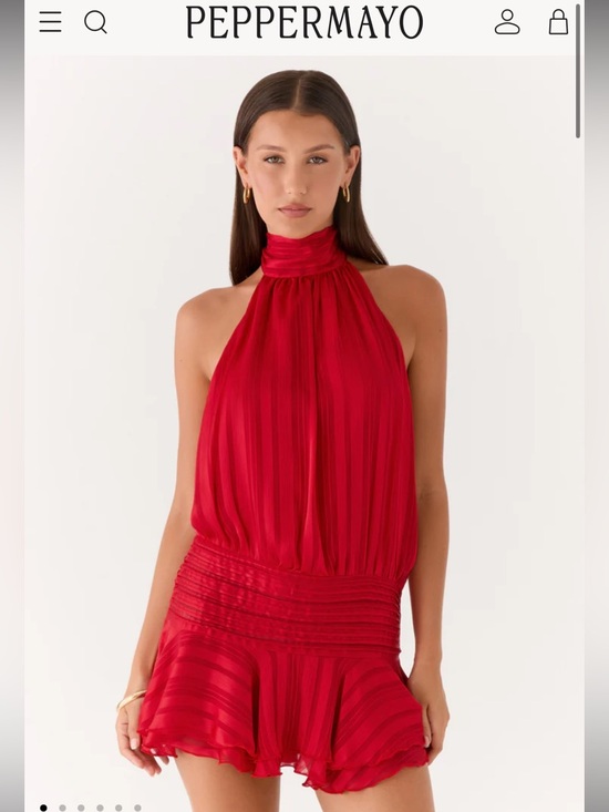 Peppermayo Dresses & Skirts - Peppermayo Red Halter Pleated Mini Dress